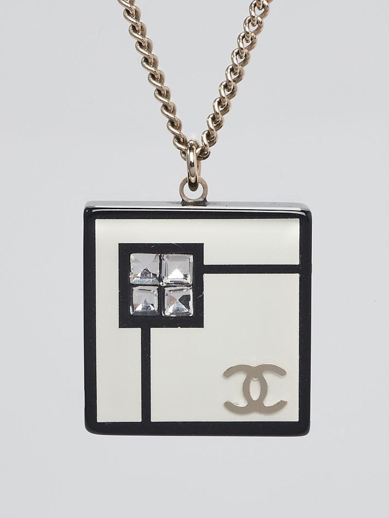 Chanel Black Resin and Swarovski Crystals Art Deco CC Logo