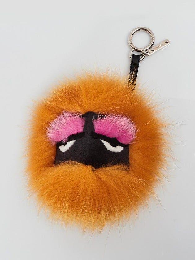 Fendi Orange/Pink/Grey Mink/Fox/Rabbit Fur 'Honeyfur' Monster Bag Bugs Key Chain and Bag Charm