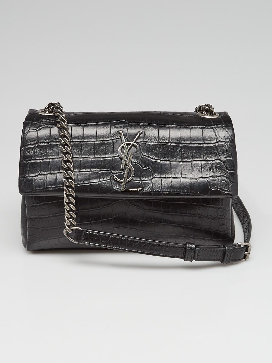 Ysl black crocodile online shoulder bag