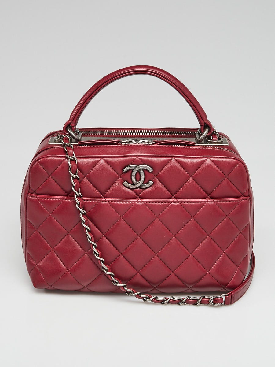Chanel Burgundy Quilted Lambskin Leather Trendy CC Bowling Bag - Yoogi's  Closet
