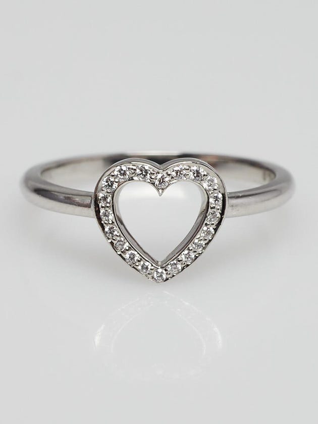 Tiffany & Co. Platinum and Diamond Outline Heart Ring Size 6.5