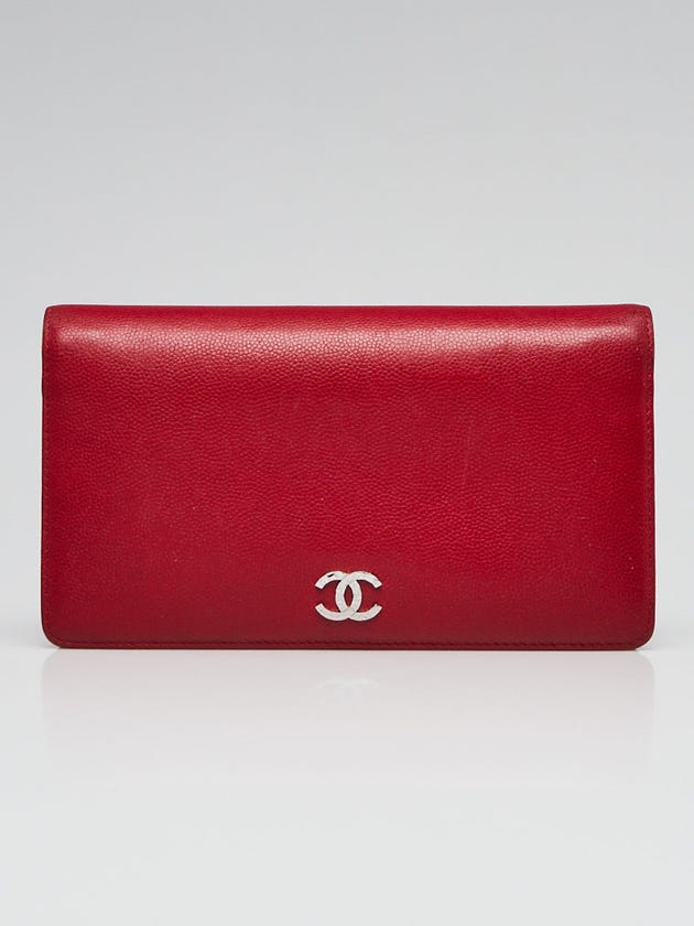 Chanel Red Leather Brilliant L Yen Holder Wallet