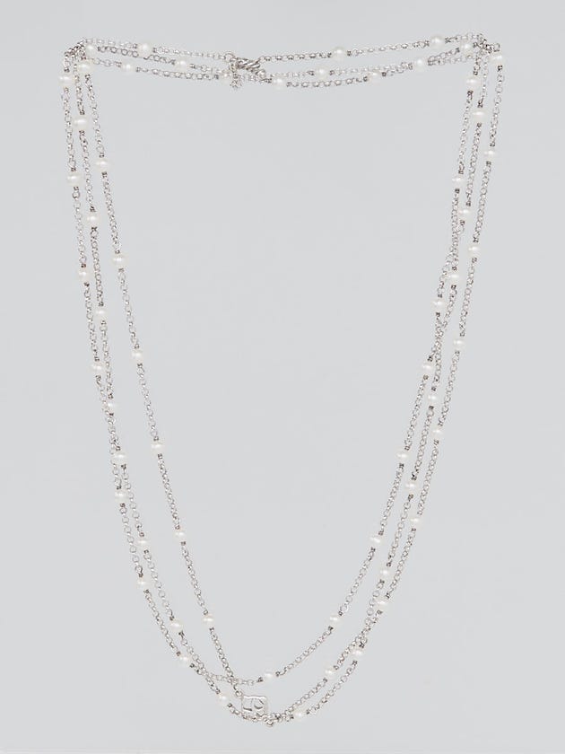 David Yurman Sterling Silver and Pearl Spinel Chain Necklace