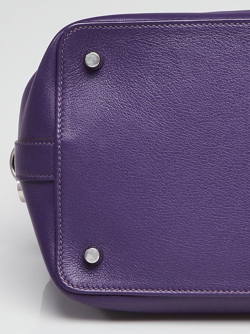 Hermes 20cm Anemone Swift Leather Palladium Plated Toolbox Bag
