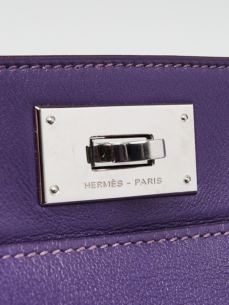 Hermes 20cm Anemone Swift Leather Palladium Plated Toolbox Bag