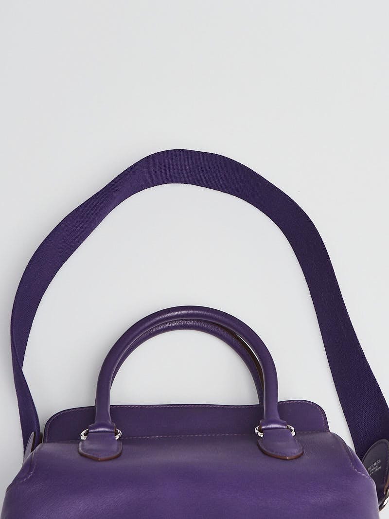Hermes 20cm Anemone Swift Leather Palladium Plated Toolbox Bag