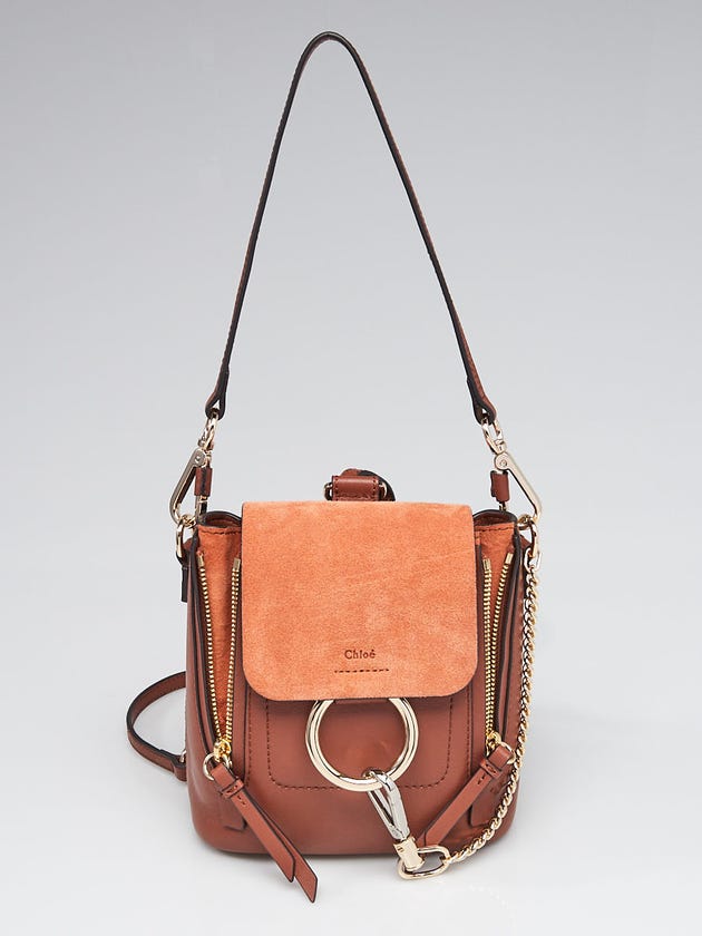 Chloe Brown Leather and Suede Mini Faye Backpack Bag