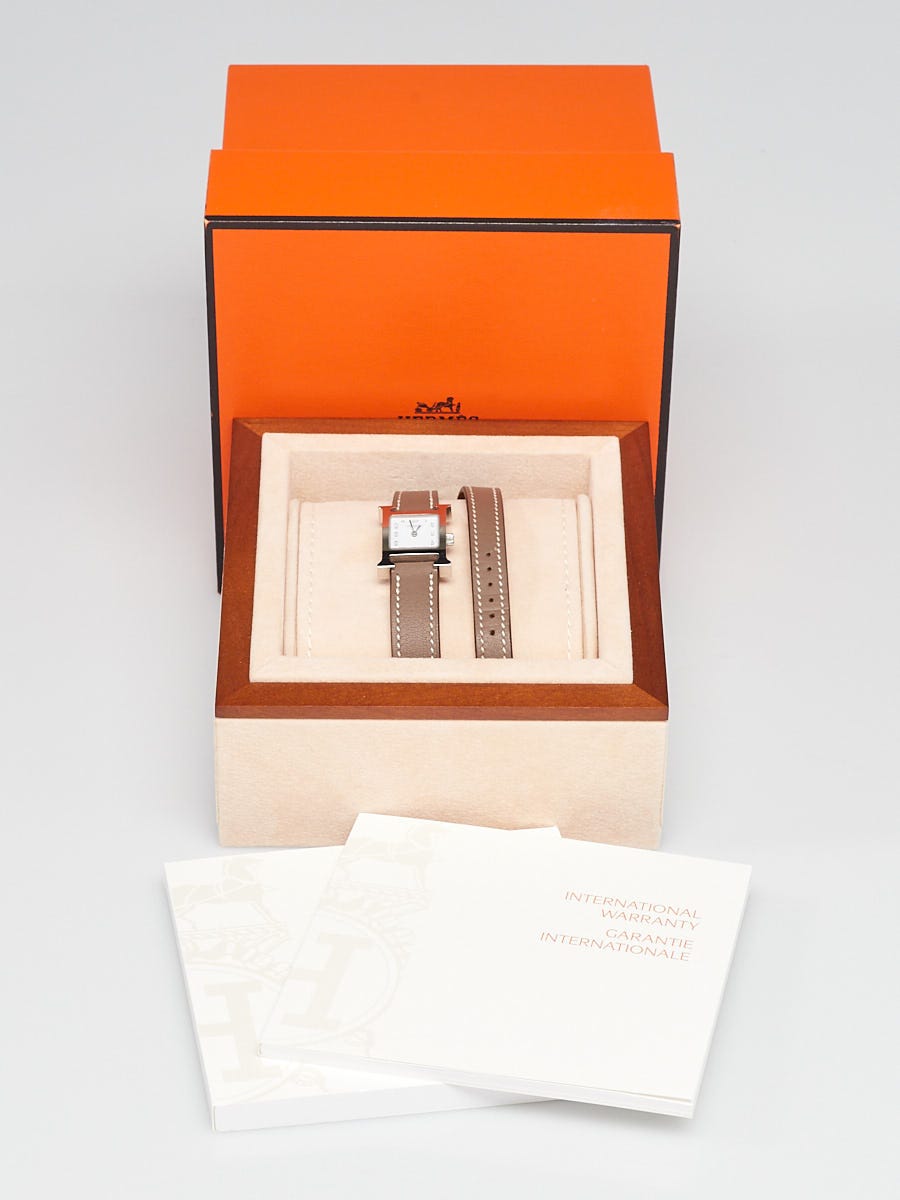 Pre-owned Hermes Mini Heure H Etoupe Swift Stainless Steel 21mm Double –  Madison Avenue Couture