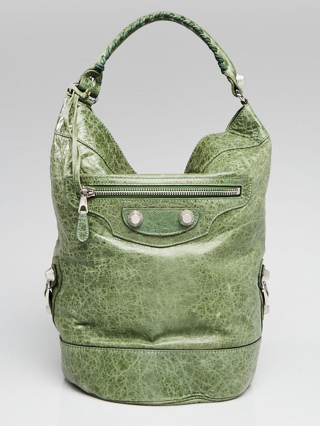 Balenciaga Vert Thyme Lambskin Leather Balhand Giant Bucket Bag