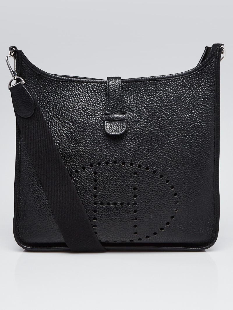 Hermes Black Clemence Leather Evelyne III GM Bag - Yoogi's Closet