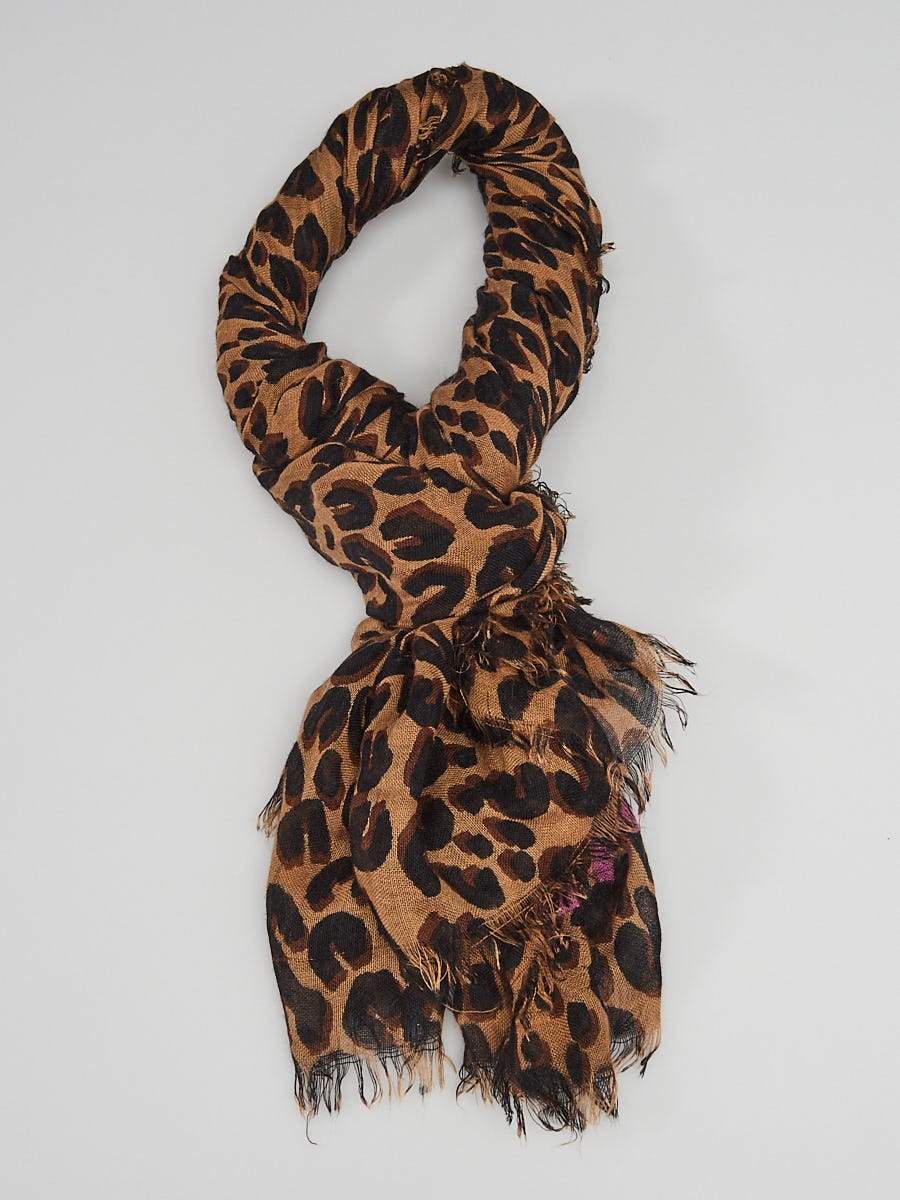 Louis Vuitton A Beige And Brown Stephen Sprouse Leopard Print Cashmere Scarf .