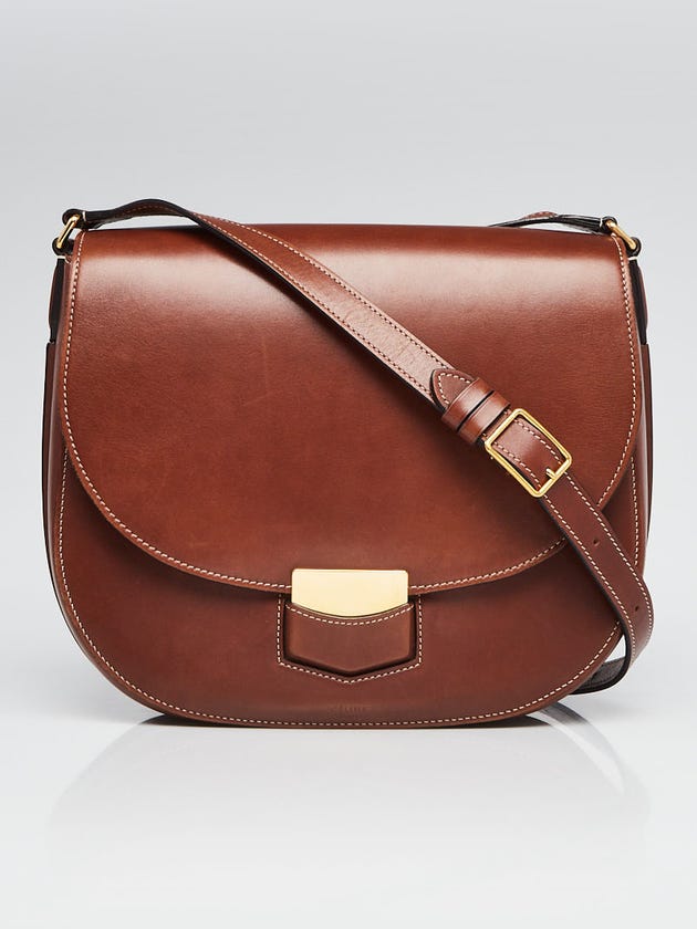 Celine Chestnut Brown Smooth Calfskin Leather Medium Trotteur Bag