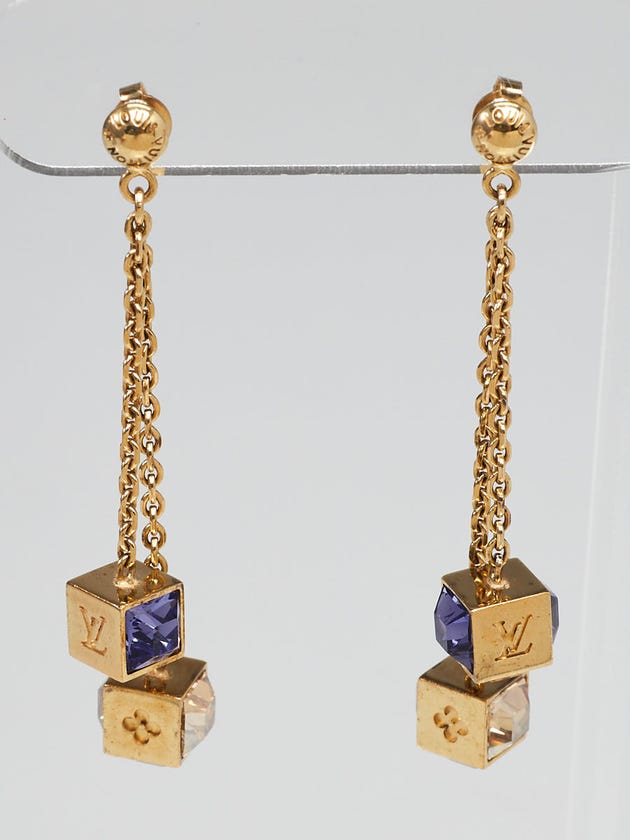 Louis Vuitton Goldtone Metal Chain and Swarovski Crystal Gamble Drop ...
