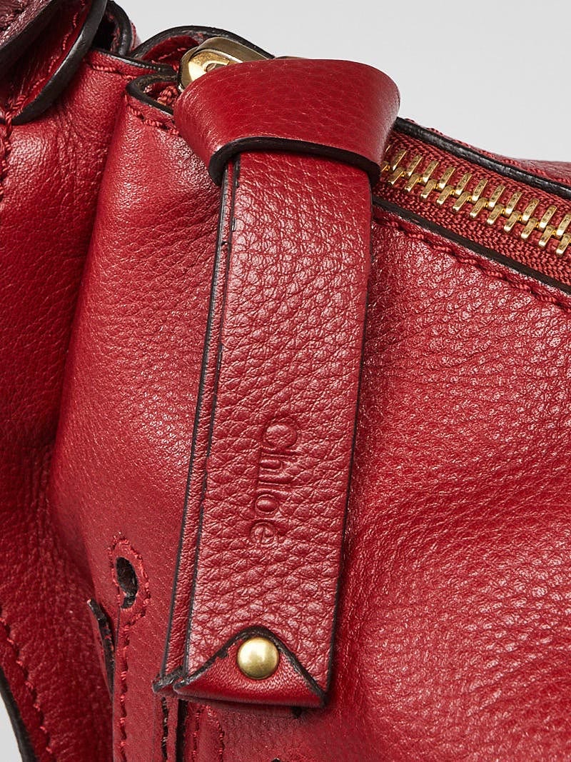 【関税＆送料込み】ChloAC Marcie In Garnet Leather Bags Chloe Garnet Pebbled Leather Large Marcie Hobo Bag | Yoogi's