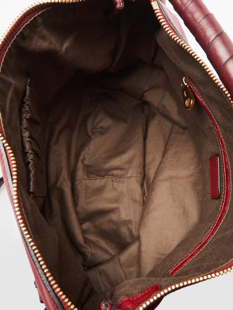 Chloe Garnet Pebbled Leather Large Marcie Hobo Bag | Yoogi's