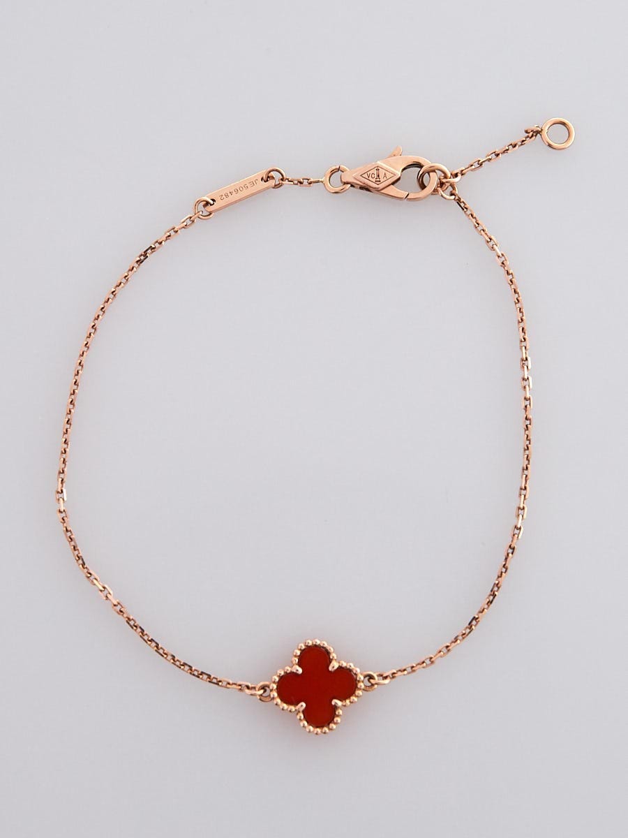 Van Cleef & Arpels Bracelet Sweet Alhambra Heart Motif Carnelian 750RG |  eBay