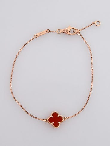 Van Cleef Arpels 18k Rose Gold and Carnelian Sweet Alhambra