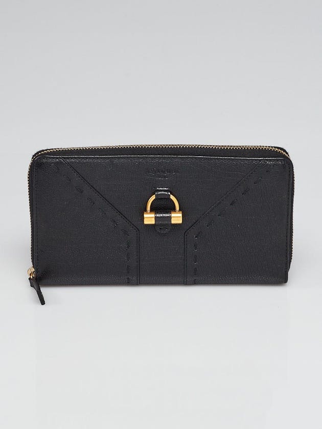 Yves Saint Laurent Black Calfskin Leather Muse Long Zippy Wallet