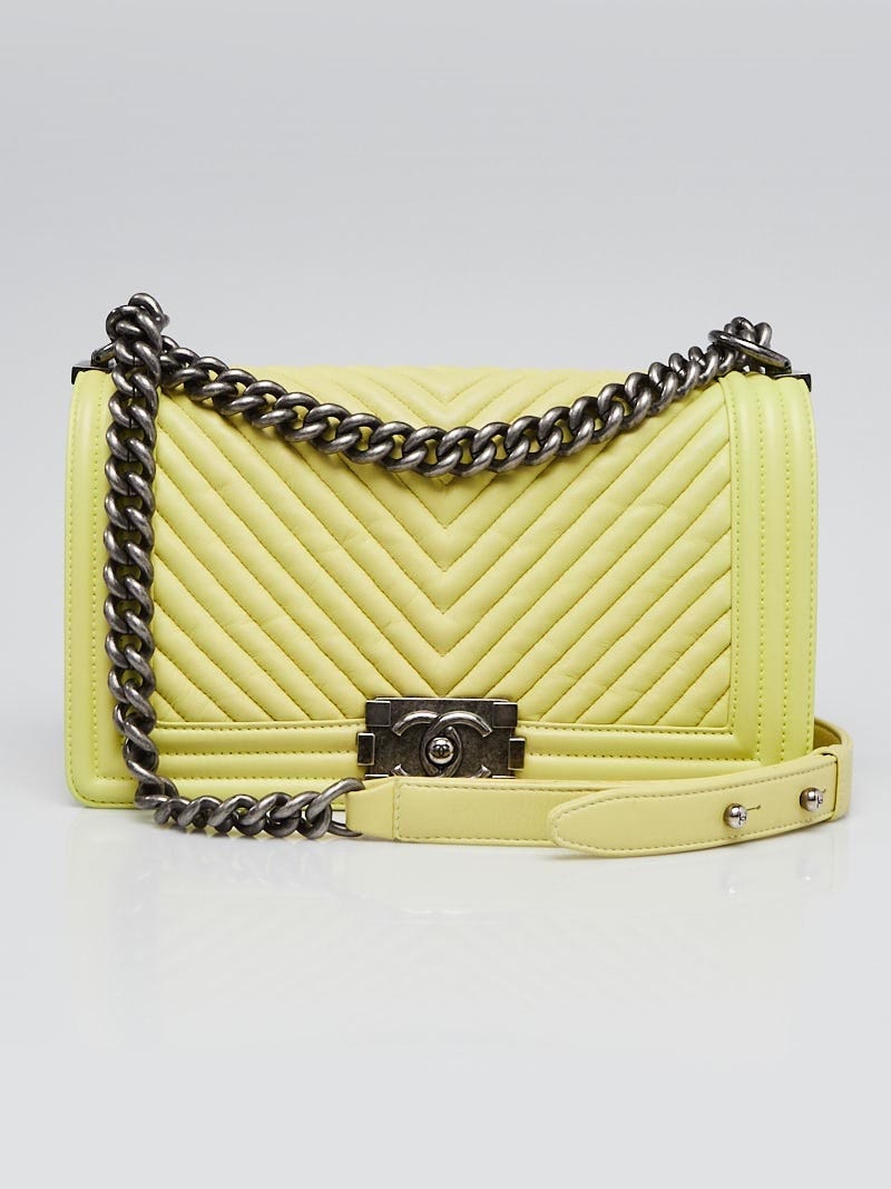 Chanel Medium Boy Flap Bag in Yellow Lambskin | Dearluxe