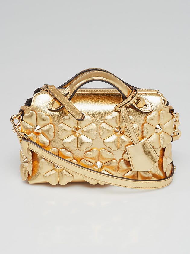 Fendi Gold Leather Flower Studded Mini By the Way 8BL135