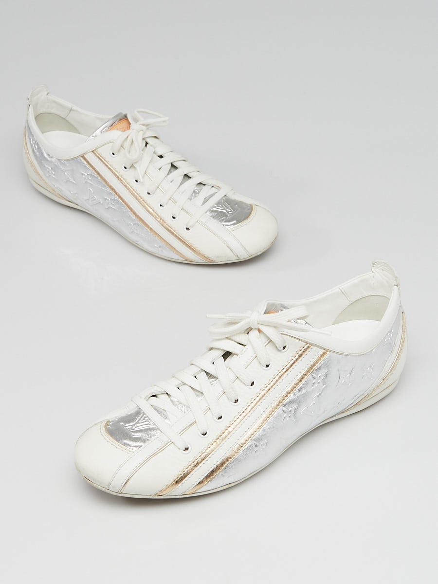 Louis Vuitton White/Silver Leather Impulsion Sneakers Size 6.5/37