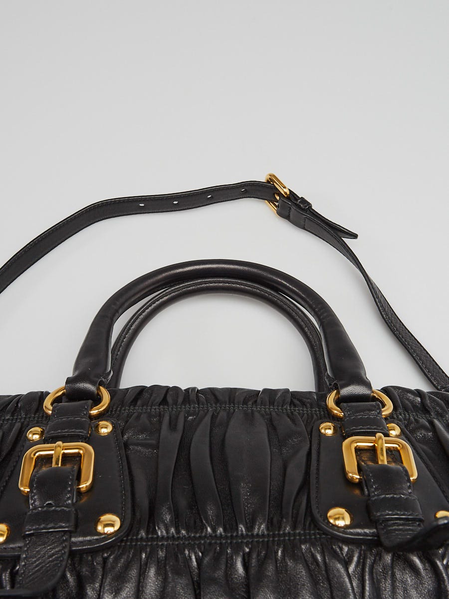 Prada Black Nappa Gaufre Leather Satchel Bag BN1407 | Yoogi's Closet