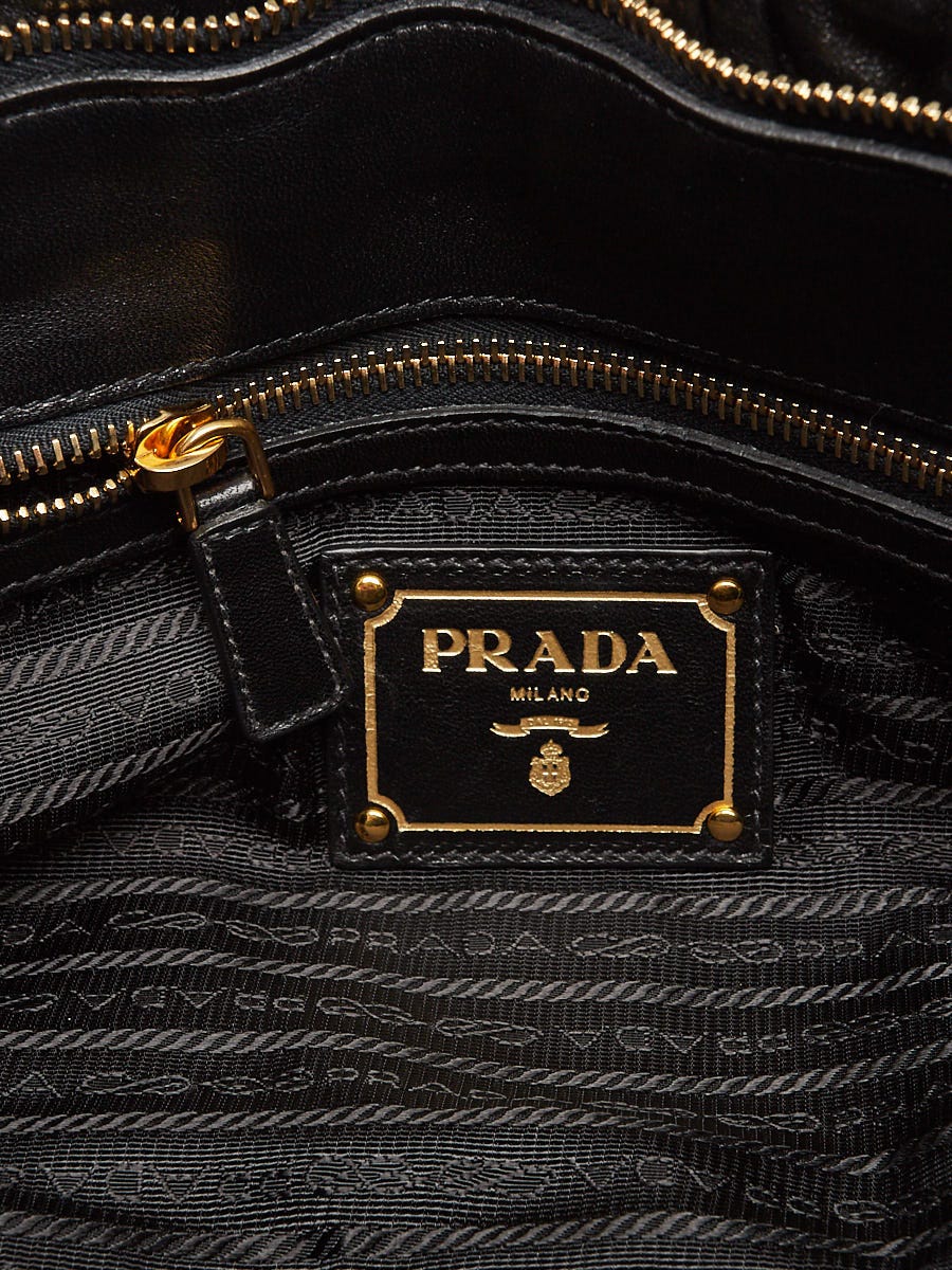Prada Black Nappa Gaufre Leather Satchel Bag BN1407 | Yoogi's Closet