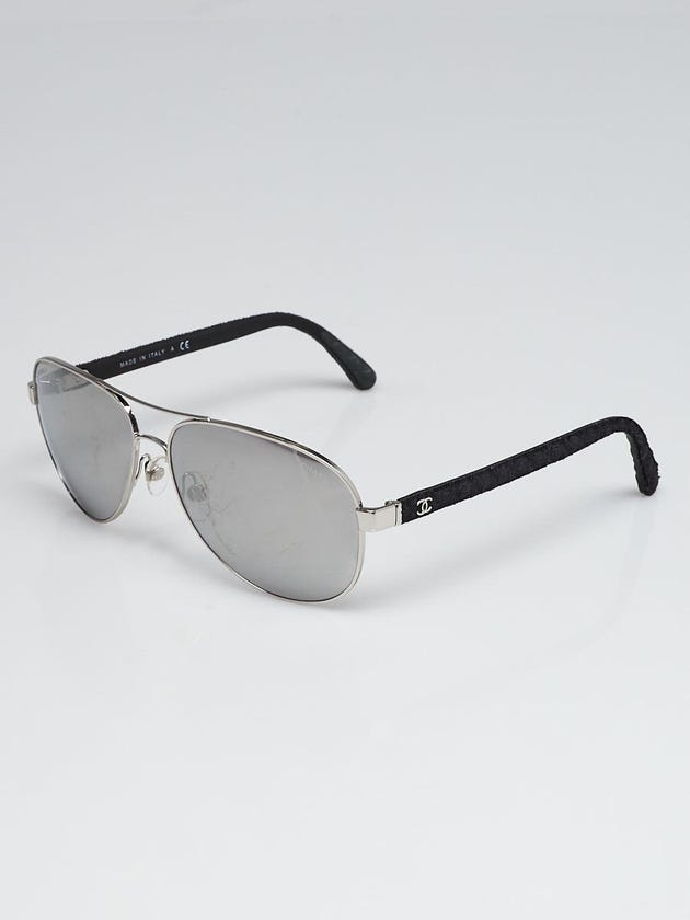 Chanel Silvertone Metal Frame Tint Aviator Sunglasses-4207