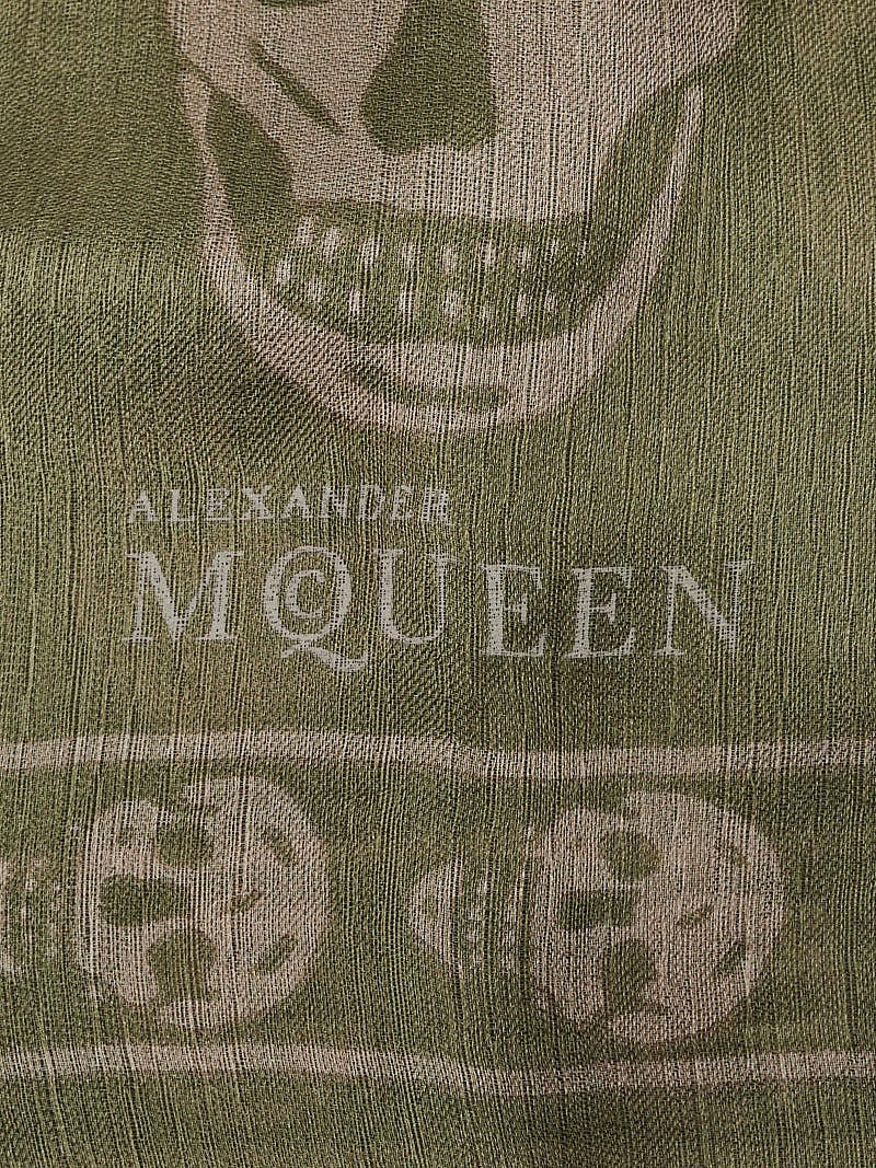 【関税&送料込】Alexander Mcqueen Sea Green Silk Foulard Women's Designer Scarves, Shawles & Foulards | Alexander