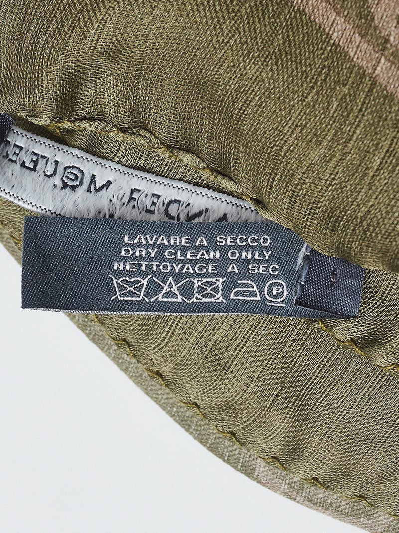 Alexander McQueen Green/Tan Silk Chiffon Classic Skull Scarf