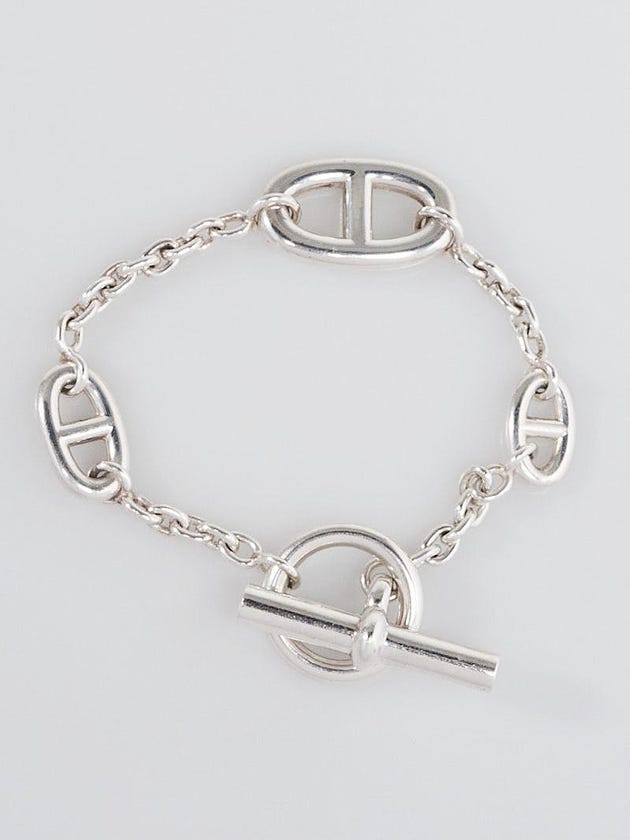 Hermes Sterling Silver Farandole Chain Link Toggle Bracelet 