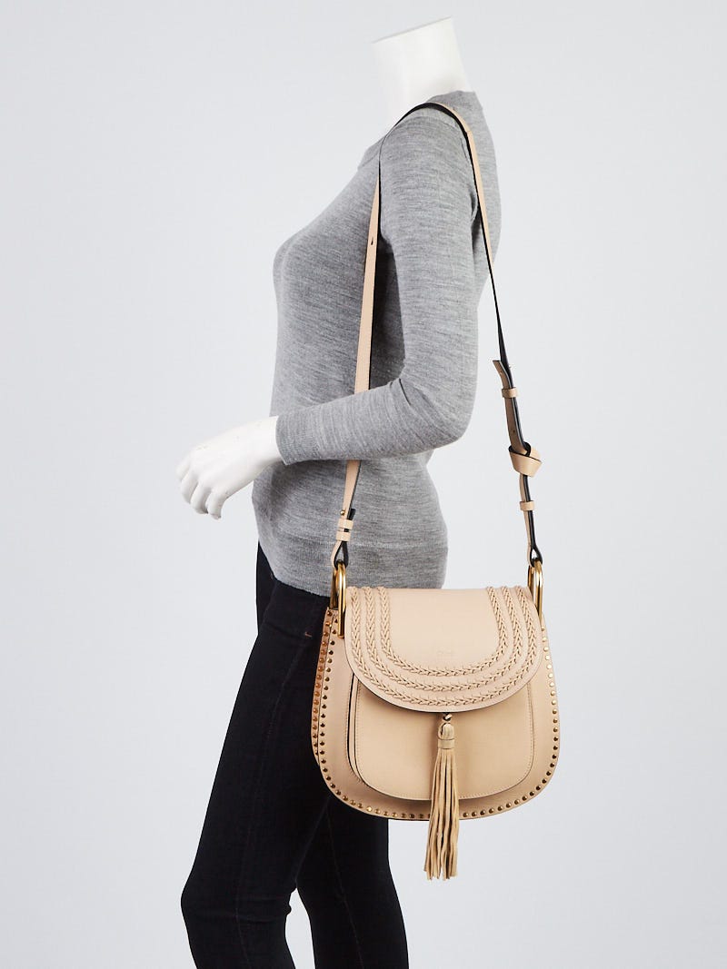 Chloe Pearl Beige Braided Leather Medium Hudson Bag | Yoogi's Closet