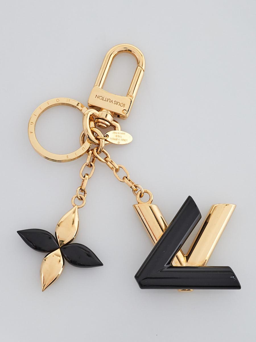アクセサリー LOUIS VUITTON Louis Vuitton Black Resin Goldtone Metal LV Twist Key Holder and