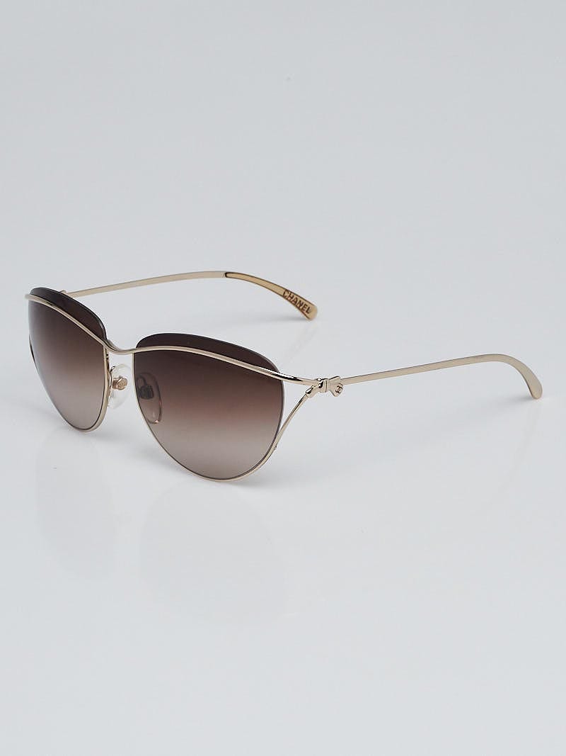 Chanel Goldtone Metal Frame and Brown Tint Sunglasses-4181  display picture 2