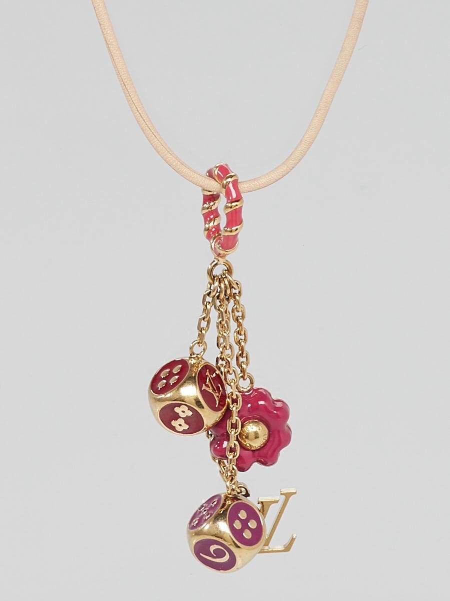 Louis Vuitton Red Resin and Metal Dice Pendant Necklace - Yoogi's Closet