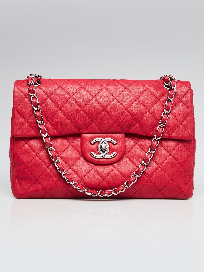 Chanel Dark Pink Quilted Lambskin Leather Classic Jumbo Double Flap Bag - Yoogi's  Closet