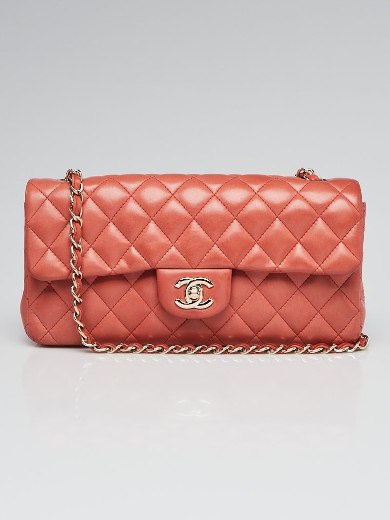 Chanel Coral Quilted Lambskin Leather Classic East/West Flap Bag - Yoogi's  Closet