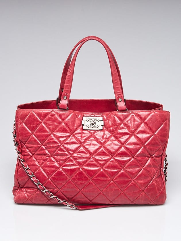 Chanel Red Quilted Leather Boy XL Shopping Tote Bag