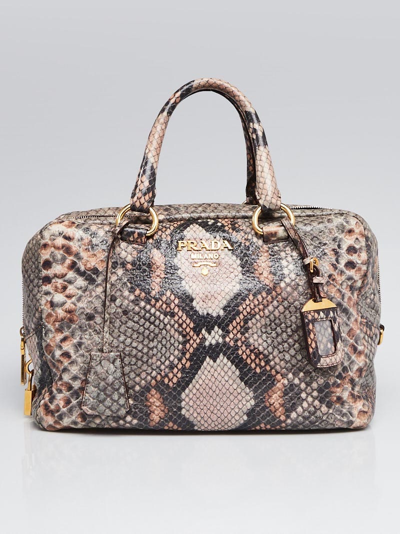 Prada Natural Snake Print Cervo Lux Leather Bauletto Bag BL555P - Yoogi's  Closet
