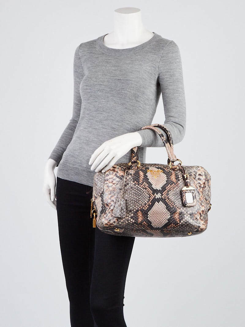 Prada Natural Snake Print Cervo Lux Leather Bauletto Bag BL555P - Yoogi's  Closet