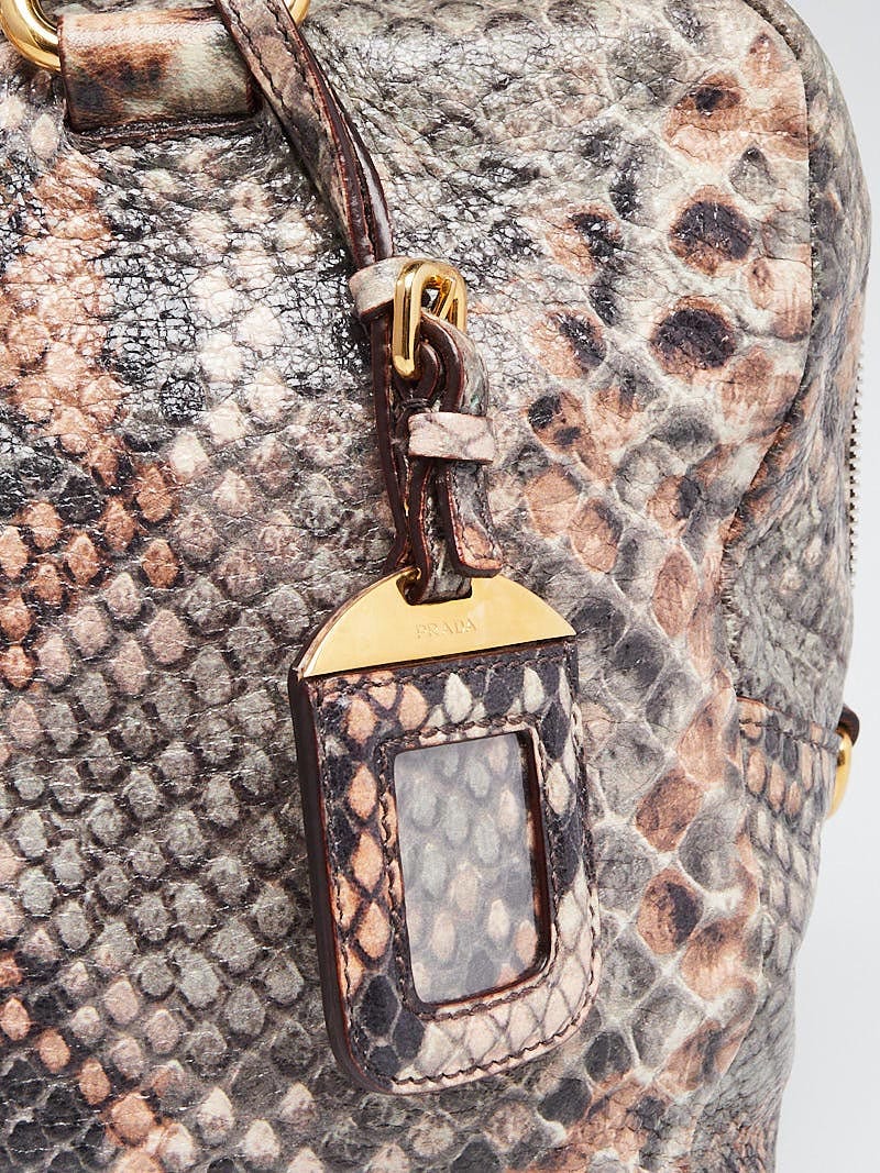 Prada Natural Snake Print Cervo Lux Leather Bauletto Bag BL555P - Yoogi's  Closet