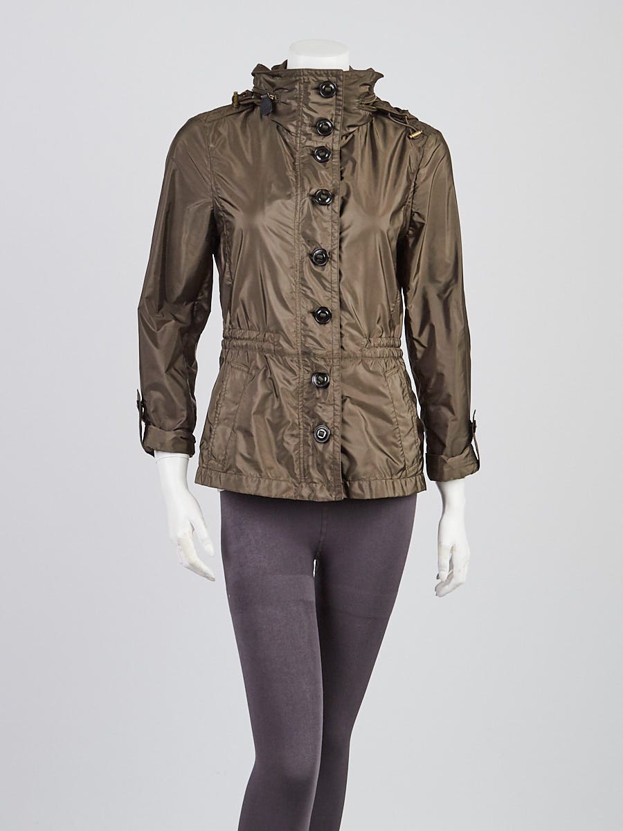 Burberry Brit Green Nylon Hooded Anorak Jacket Size 6/40 - Yoogi's Closet