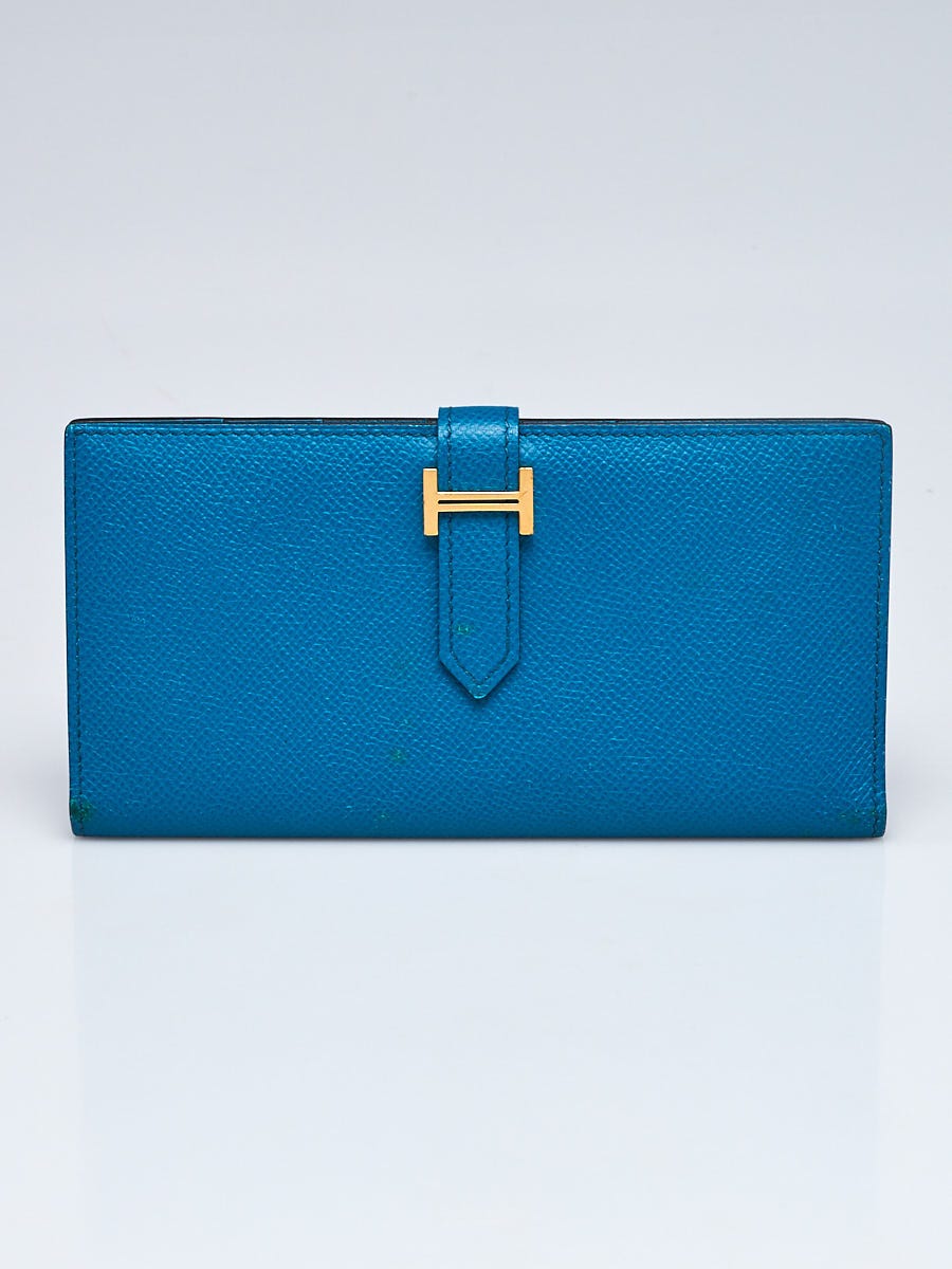 Hermes Bleu Izmir Epsom Leather Mini Bearn Wallet Hermes