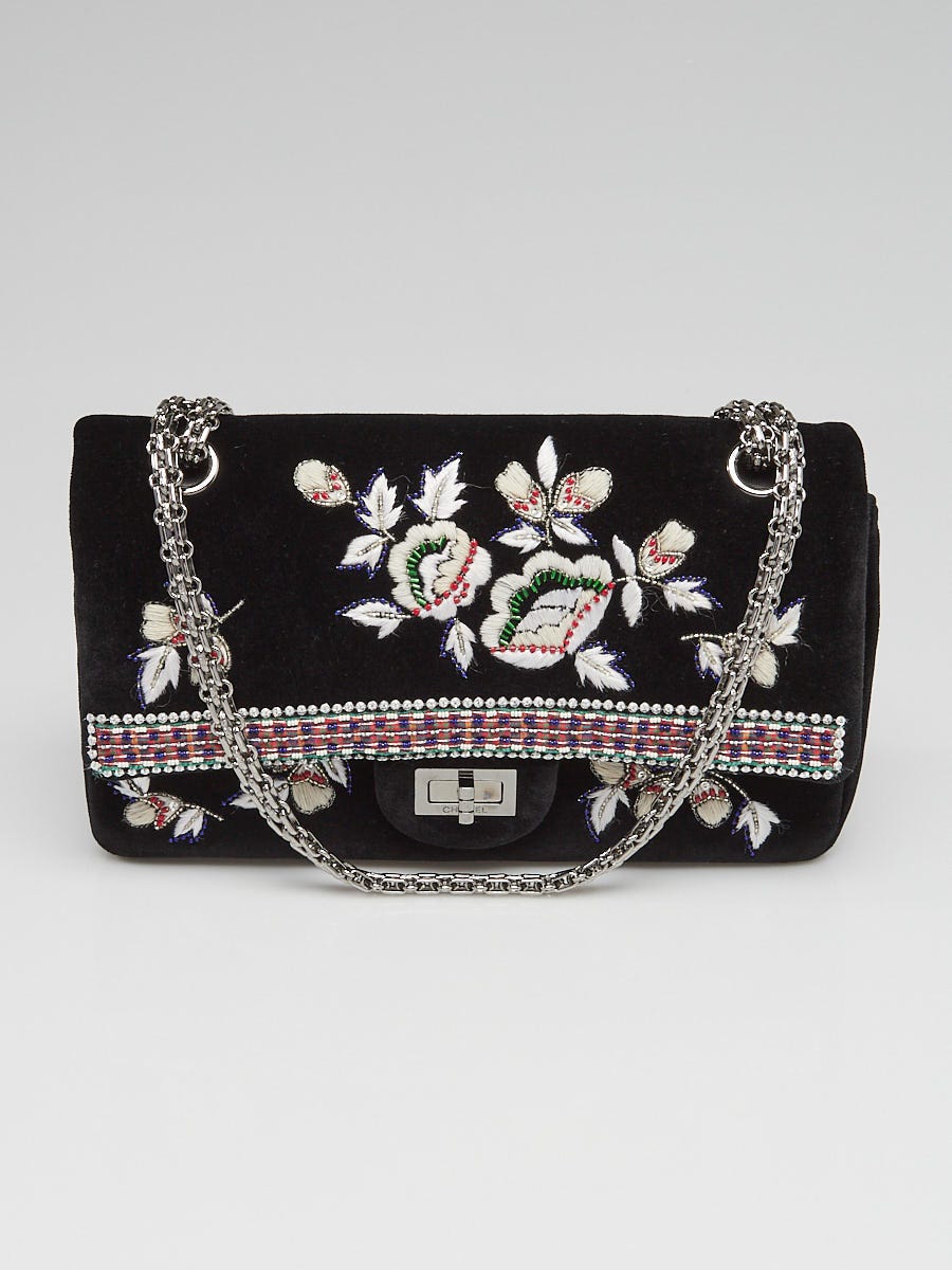 Chanel Black Velvet and Embroidered Flower Paris-Salzburg 2.55