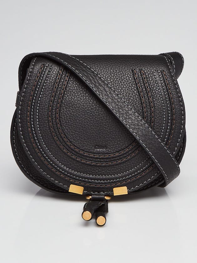 Chloe Black Pebbled Leather Mini Marcie Crossbody Bag