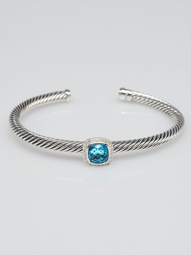 David Yurman Sterling Silver Blue Topaz with Diamonds Noblesse Bracelet