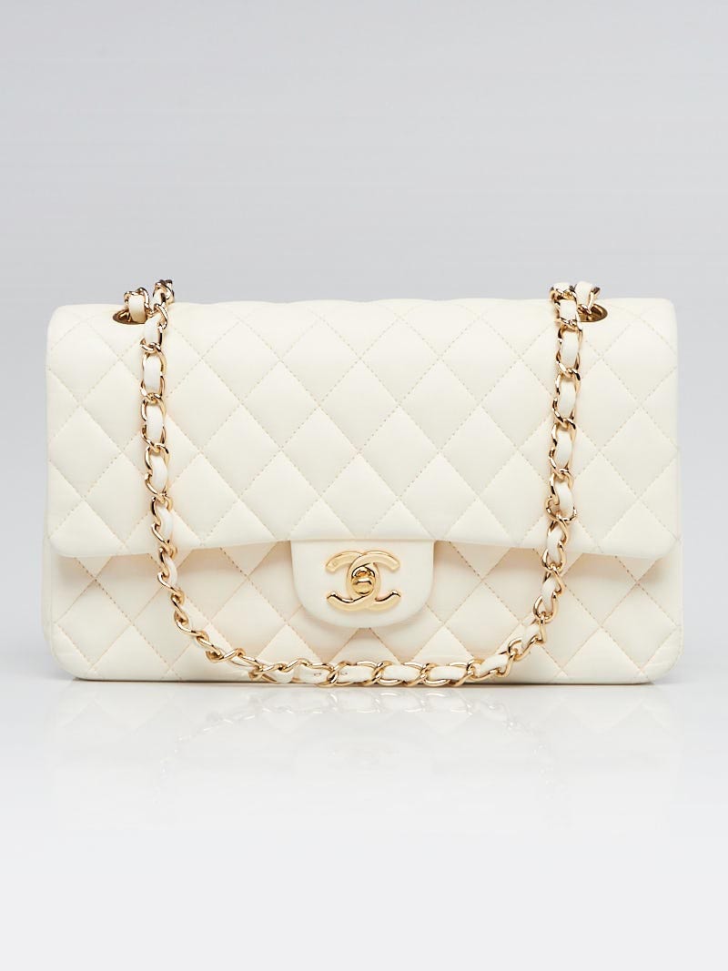 Chanel Ivory Quilted Lambskin Leather Classic Medium Double Flap