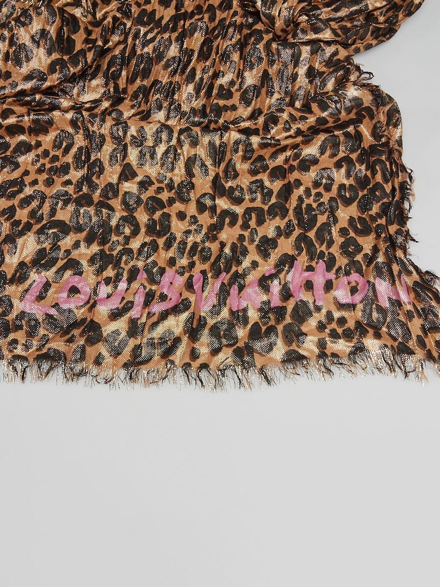 Louis Vuitton Bandeau Silk Leopard Scarf M72394 Brown 120 cm x 8 cm