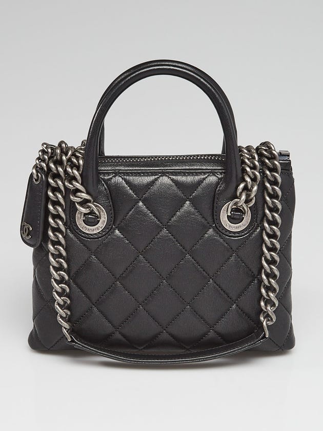 Chanel Black Quilted Leather Small Boy Chained Tote Bag