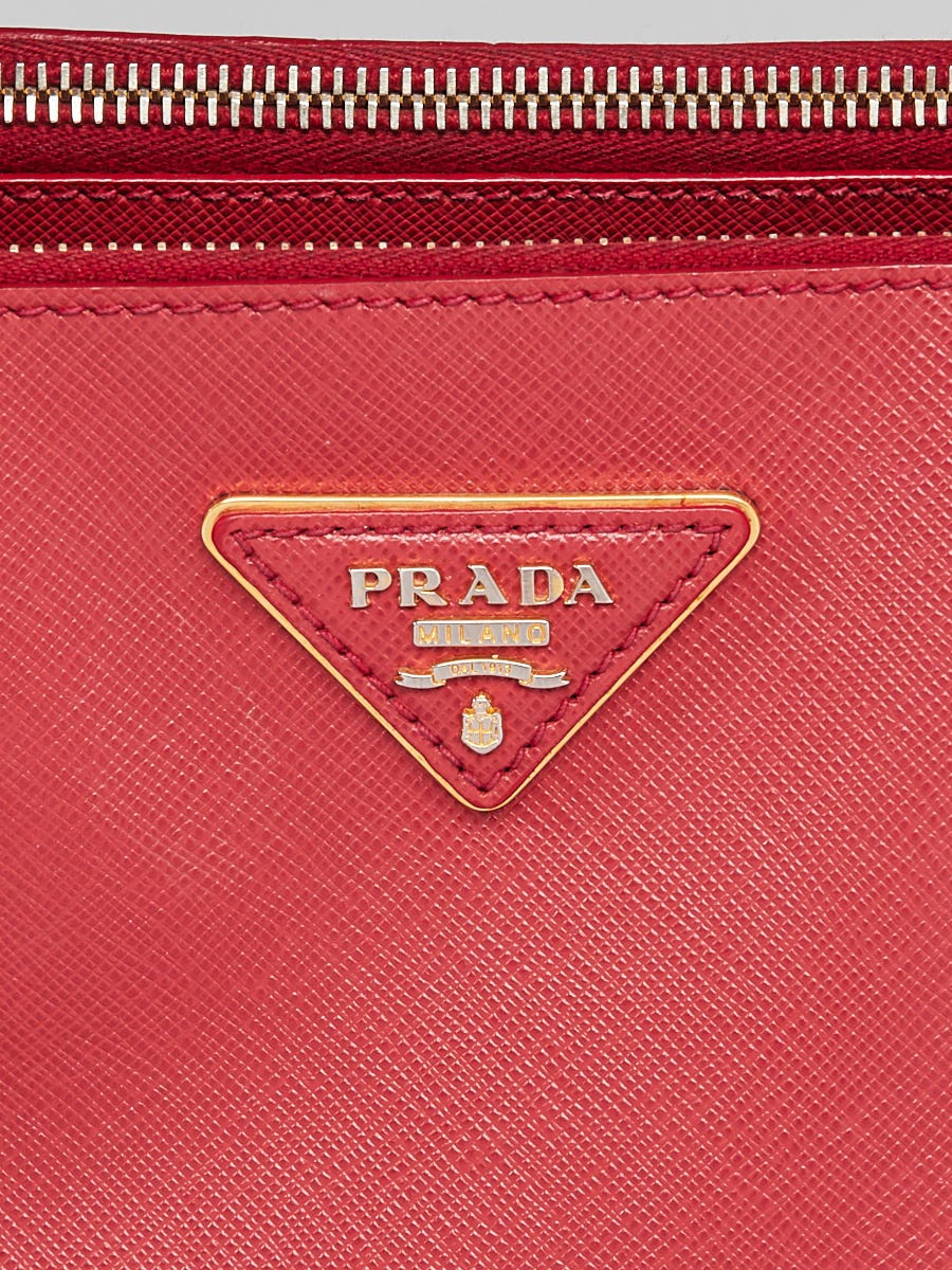 Prada Red Saffiano Lux Leather Small Galleria Double Zip Tote at 1stDibs